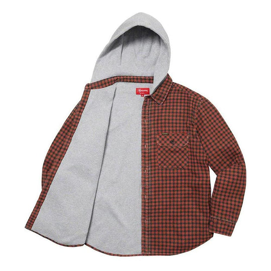Supreme Houndstooth Flannel Hooded Shirt 'Brown Grey' SUP-FW22-725