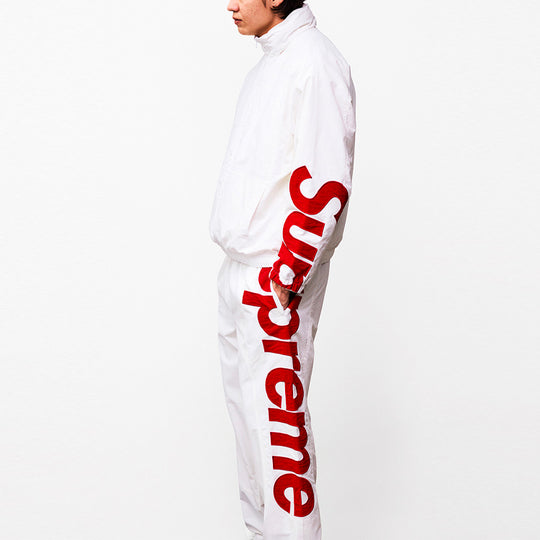 Supreme Spellout Track Jacket 'White Red' SUP-SS21-407 - KICKS CREW