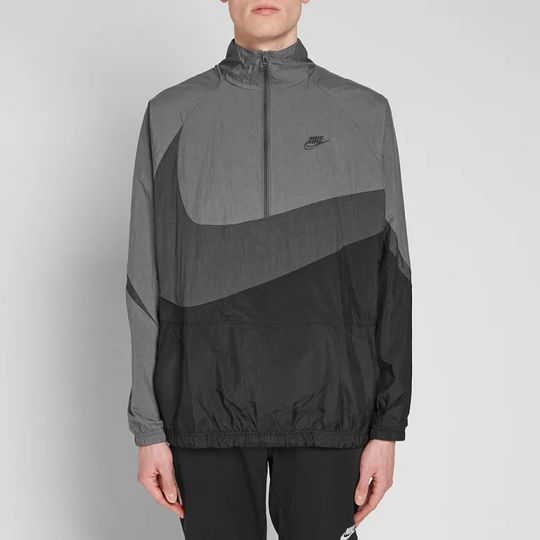 Nike Swoosh Woven Half Zip Jacket 'Black Anthracite Dark Grey' AJ2696- -  KICKS CREW