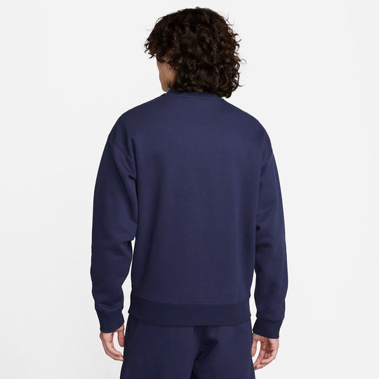 Nike Solo Swoosh Fleece Crew 'Midnight Navy' DX1362-410 - KICKS CREW