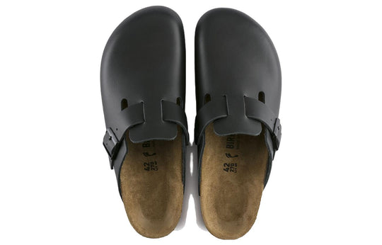 Birkenstock Boston Natural Leather 'Black' 0060191 - KICKS CREW