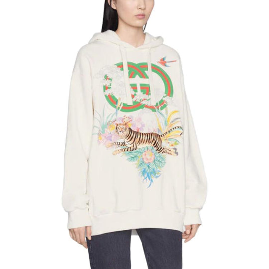 (WMNS) Gucci Tiger Interlocking G Hooded Sweatshirt 'Off-white' 615061 ...