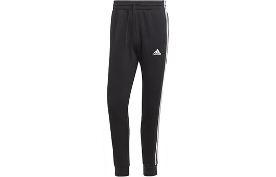 adidas Essentials Fleece 3-Stripes Tapered Cuff Joggers 'Black White ...