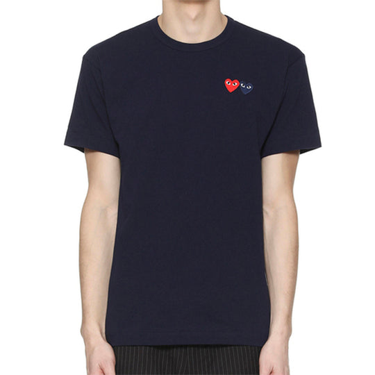 COMME des GARCONS PLAY Basic T-Shirt Two Emblems 'Navy' AZ-T226-051-2 ...