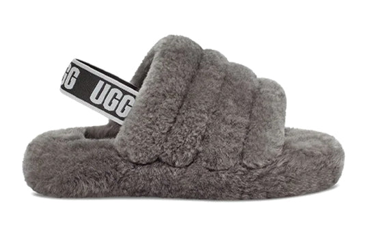 (GS) UGG Fluff Yeah Slide 'Charcoal' 1098494K-CHRC