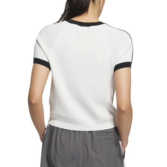 (WMNS) adidas Originals 3-Stripes Graphic Knit T-shirt 'White Black' JI7049