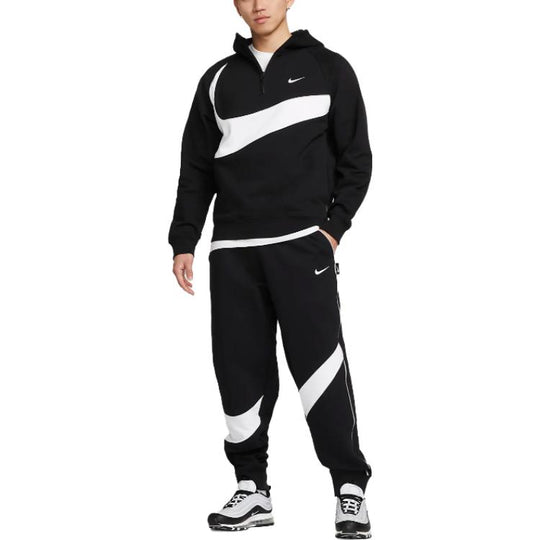 Nike Sportswear Big Swoosh Half Zip Hoodie (Asia Sizing) 'Black White ...