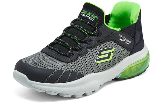 (GS) Skechers Slip-ins Razor Flex Air Sneaker 'Grey Black Green' 403839L-CCBK