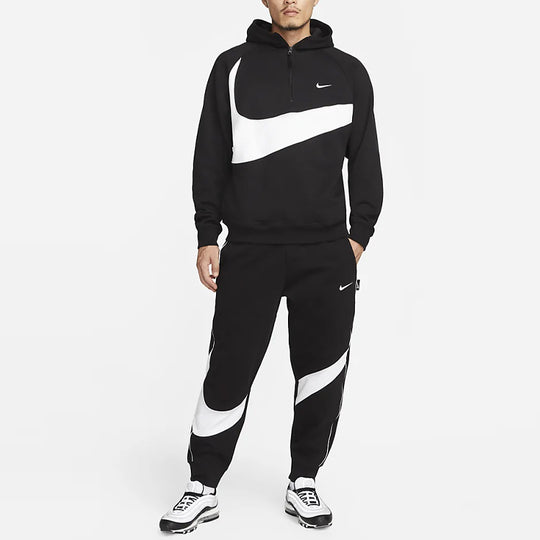 Nike Sportswear Big Swoosh Fleece Pants 'Black White' DX0565-010-KICKS CREW