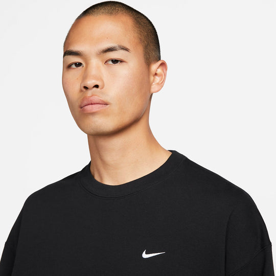 Nike Solo Swoosh French Terry Crew 'Black' DX0812-010 - KICKS CREW