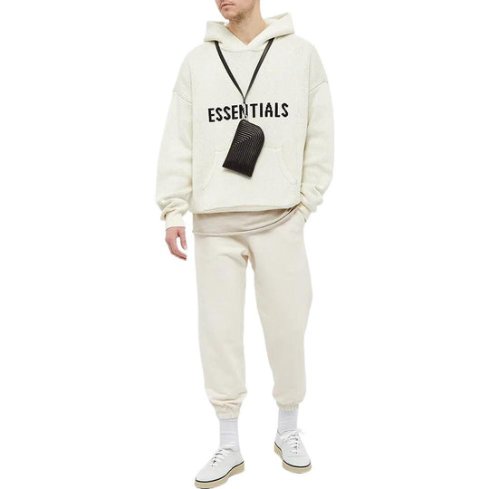 Fear of God Essentials FW21 Knit Logo Hoodie Buttercream FOG FW21 1229