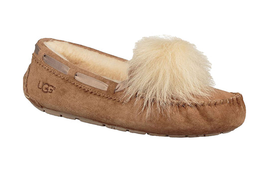 (WMNS) UGG Dakota Pom Pom Slip on Brown 1019015-CHE