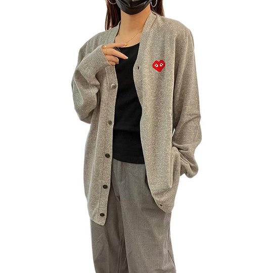 (WMNS) COMME des GARCONS PLAY Cardigan Invader Emblem 'Grey' AZ-N083-051-2