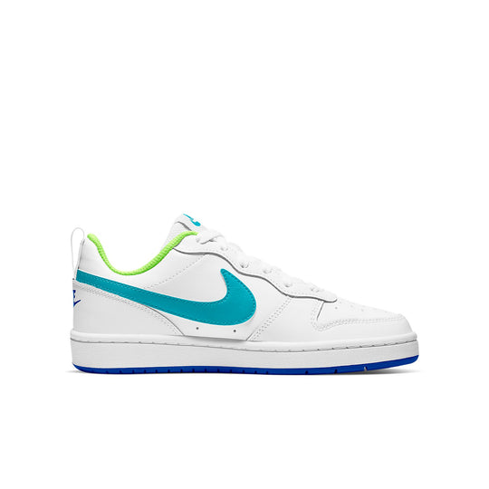 (GS) Nike Court Borough Low 2 'White Teal Blue' BQ5448-105-KICKS CREW
