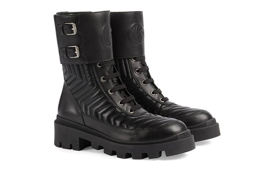 (WMNS) Gucci Frances Interlocking G Combat Boots 'Black' 628855-DH7A0 ...