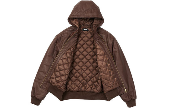 Palace FW21 Leather Bossy Jacket 'Brown' P20JK126 - KICKS CREW
