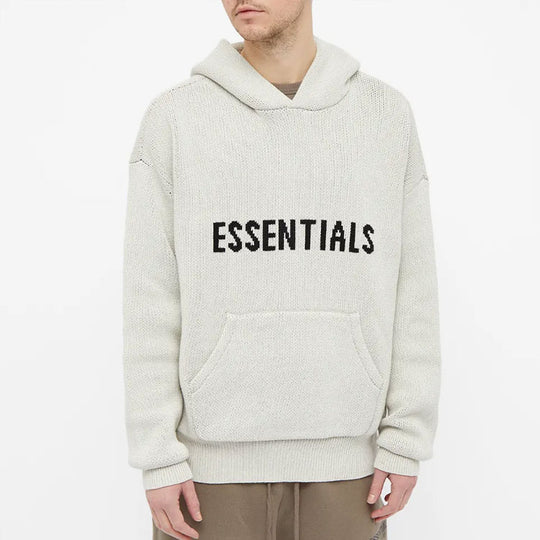 Fear of God Essentials FW21 Knit Logo Hoodie 'Oatmeal' FOG-FW21-101 ...