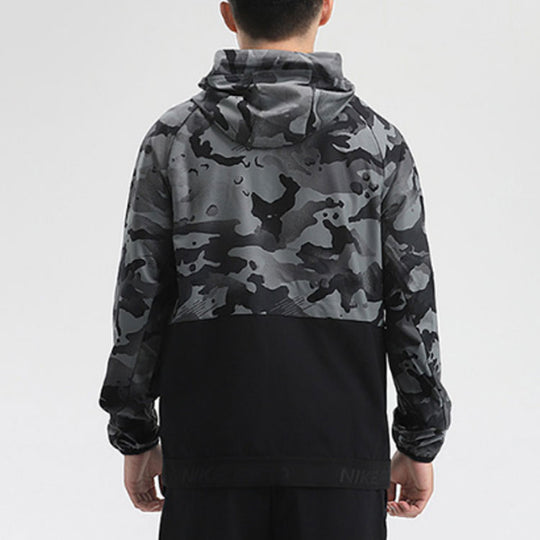 Men's Nike Camouflage Athleisure Casual Sports Hooded Jacket Black CU4 ...