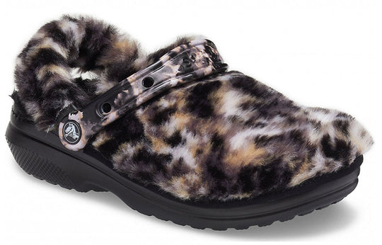 (WMNS) Crocs Classic Fur Sure 'Lined Animal Oreo' 207303-0C4