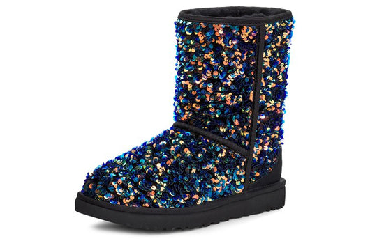 (WMNS) UGG Classic Short Stellar Sequin Snow Boots Black/Blue/Purple  1112514-MDL