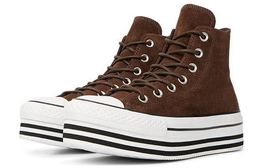 (WMNS) Converse Chuck Taylor All Star Platform Suede High Top Suede Thick Sole White Brown 565831C