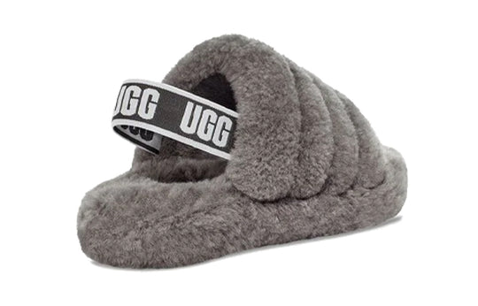 (GS) UGG Fluff Yeah Slide 'Charcoal' 1098494K-CHRC