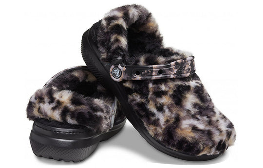 (WMNS) Crocs Classic Fur Sure 'Lined Animal Oreo' 207303-0C4