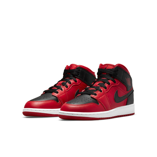 GS) Air Jordan 1 Mid 'Reverse Bred' 554725-660-KICKS CREW