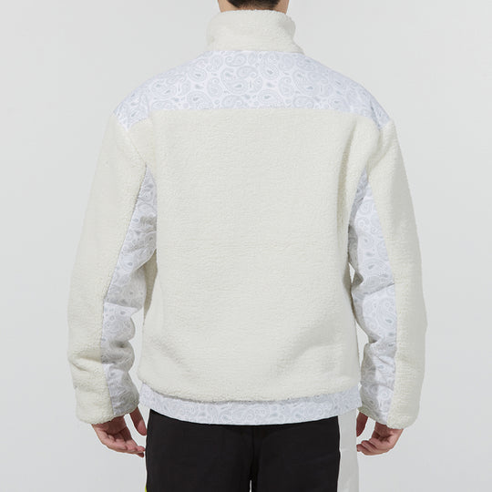 PUMA Paisley Woven Patched Sherpa Jacket cashew Splicing lamb's wool Stay Warm logo White 534976-93