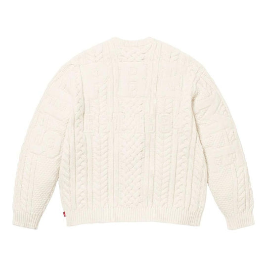Supreme Applique Cable Knit Sweater 'White' SUP-FW23-230 - KICKS CREW