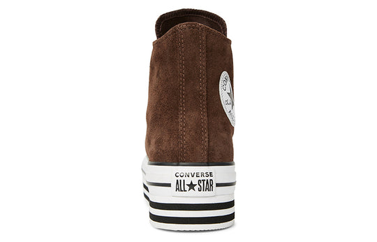 (WMNS) Converse Chuck Taylor All Star Platform Suede High Top Suede Thick Sole White Brown 565831C