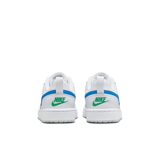 (GS) Nike Court Borough Low 2 'White Blue Green' BQ5448-123 - KICKS CREW