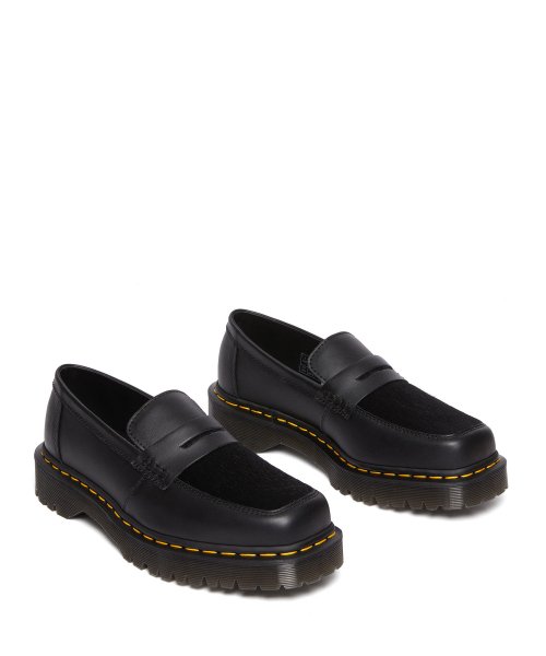 Dr. Martens Penton Bex Square Toe Hair-On & Leather Loafers 'Black' 31303001