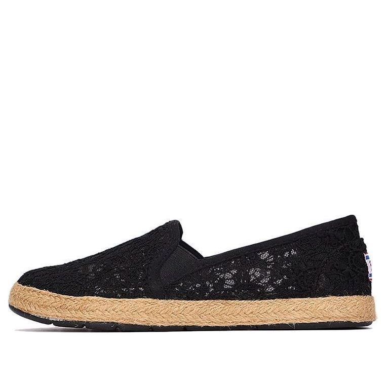 (WMNS) Skechers Slip-on Lace Shoes 'Black' 733774-BLK-KICKS CREW