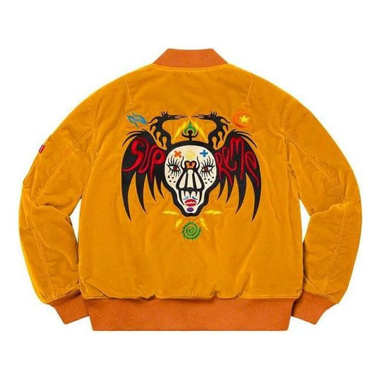 Supreme Clayton Patterson Skulls Velvet MA-1 Jacket 'Yellow White Black  Red' SUP-SS21-601