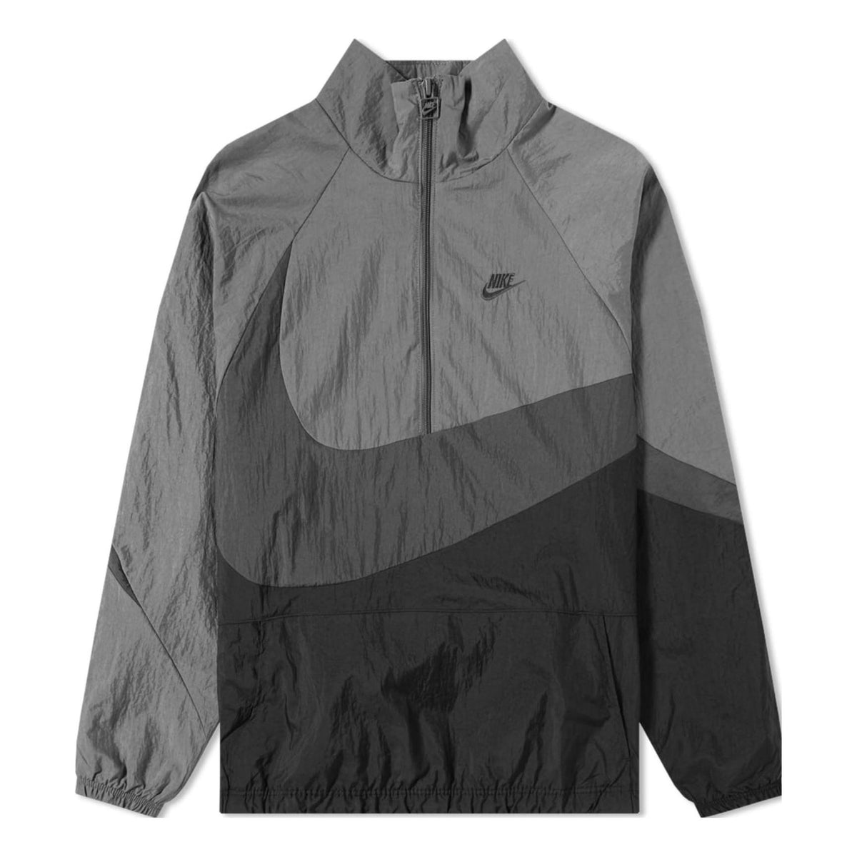 Nike Swoosh Woven Half Zip Jacket 'Black Anthracite Dark Grey' AJ2696-