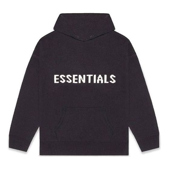 Fear of God Essentials FW20 Knit Logo Hoodie 'Black' FOG-FW20-332 ...