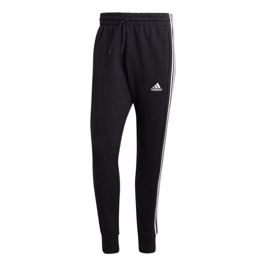 Adidas Essentials French Terry Tapered Cuff 3-Stripes Pants 'Black' HA ...