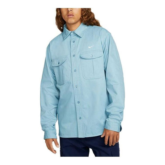 Nike SB Woven Skate Long-Sleeve Button Down 'Blue' DQ6288-494