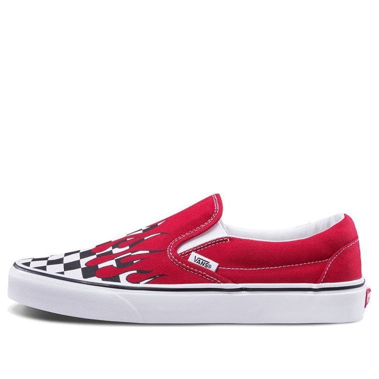 Checkered vans clearance with red flames