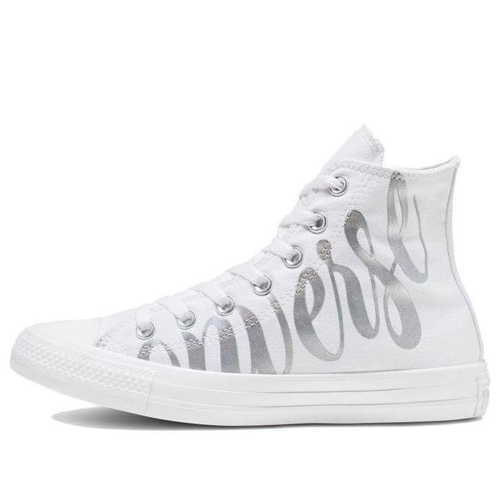 (WMNS) Converse Chuck Taylor All Star High 'Metallic Script Logo - White'  566176F