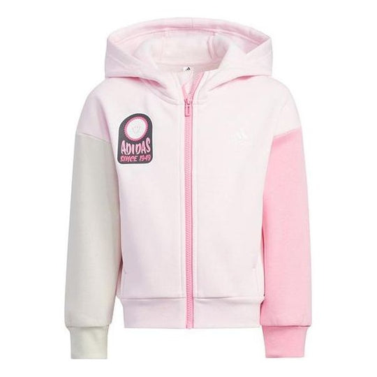 Adidas Fleece Hooded Jacket 'Pink White' HM9653 - KICKS CREW