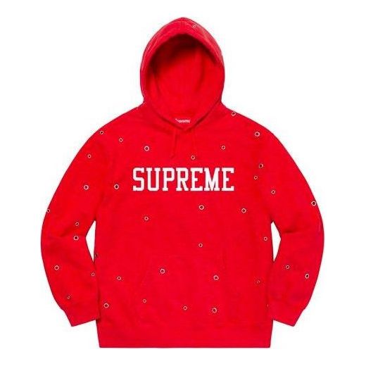 Supreme Eyelet Hooded Sweatshirt 'Red White' SUP-SS20-671