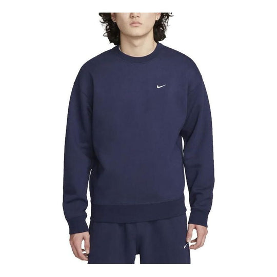 Nike Solo Swoosh Fleece Crew 'Midnight Navy' DX1362-410 - KICKS CREW