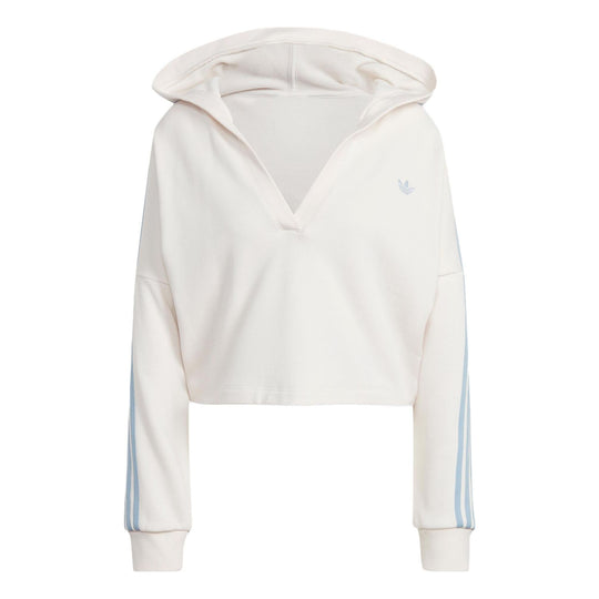 (WMNS) adidas Originals V-Neck Short Hoodie 'White' IC8521