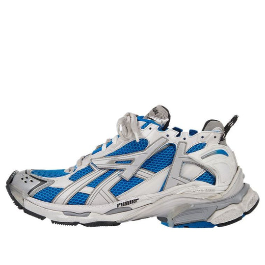 Balenciaga Runner Sneakers 'White Blue Mesh and Nylon' 677402W3RB34912