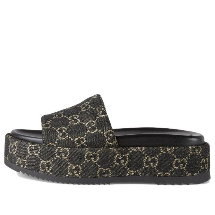 (WMNS) Gucci GG Lame Platform Slide Sandal 'Black' 623212-UN300-1289