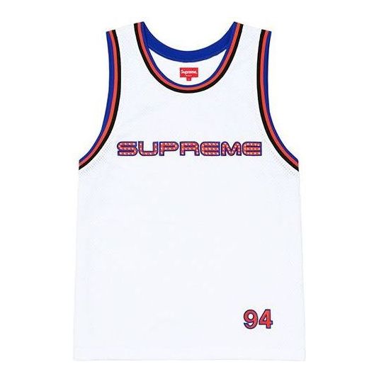 Supreme Rhinestone Basketball Jersey 'White Red' SUP-SS19-10400