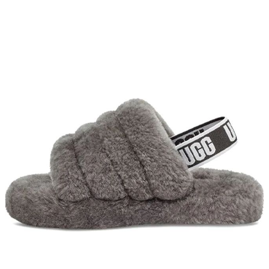 (GS) UGG Fluff Yeah Slide 'Charcoal' 1098494K-CHRC