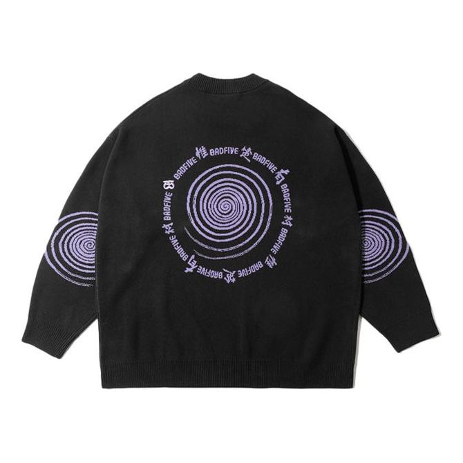 Li-Ning BadFive Graphic Knit Sweater 'Black Purple' AMBR071-1-KICKS CREW